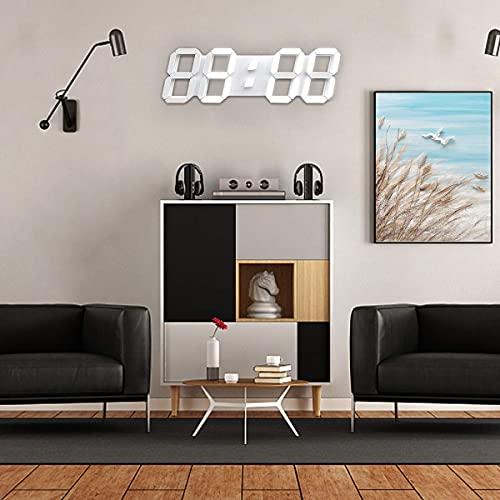 Epsky 3D White Digital Wall Clock Led Large Alarm Clock Adjustable Brightness 12/24 Hours Display And Date Display For Kitchen Homes Offices Gyms (15Inch) #TOP2
