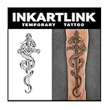 INKARTLINK Tattoo Tech, 2 Sheets Large Semi Permanent Tattoo, Adult Art Design Temporary Tattoos, Lasts 1-2 Weeks, Waterproof, Realistic Look, No Adhesive, No Reflection (Sword Design)