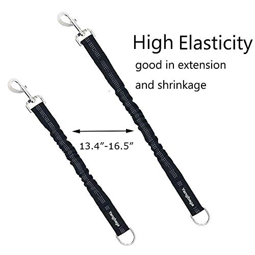 Yangbaga Ruckdämpfer,hundefreundliche Leine, elastische Hunde Leine mit Zugdämpfung, Nylon-Kurzleine Perfekte Dämpfung beim Fahrrad für Hunde ab Kleiner Größe Schwarz (2 * 26cm)