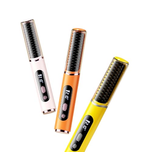 Plancha para el cabello inalámbrica con cepillo, para mujeres, ideal para viajes, con 5 ajustes de temperatura y pantalla digital, calentamiento rápido para cuidado capilar en casa miniatura 3
