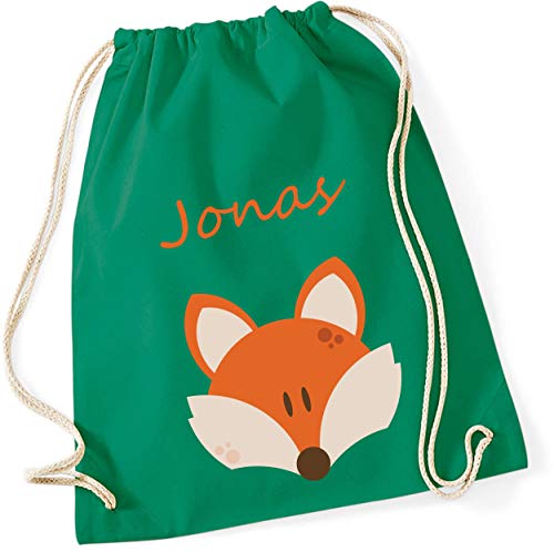 Gymtas met naam gepersonaliseerd & bedrukt | motief vos | stoffen tas schoenentas sporttas voor kinderen jongens… - Image 4