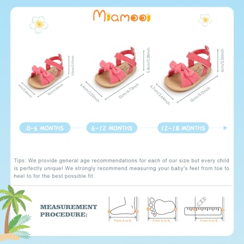 Image of Miamooi Infant Baby Girls Boys Sandals Summer Bowknot Crib Shoes Toddler Pu Leather Flower Soft Rubber Sole Dress Flats First Walker Shoes