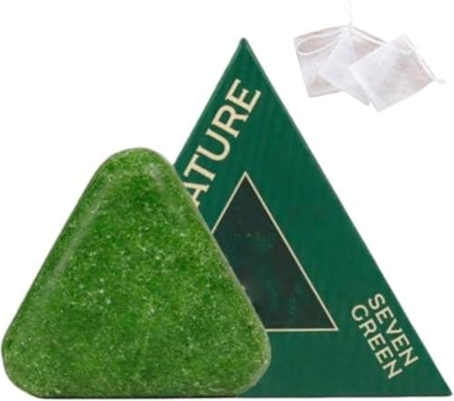 Champu Solido, Usman Grass Hair Soap, Arroz Glutinoso Agua Champú Sólido Nature Triangle Jabón Para Cabello Con Hojas Cedro Y Polygonum, Calma Y Fortalece El Cabello Crecimiento