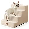 Dog Stairs for Small Dogs, 4 Tier Wider Pet Stairs for Couch and Beds, 17.7″ H Non-Slip Dog Steps for Old Cats, Puppy, Small Medium Dogs, 17.7×23.6×17.7 inch, Beige