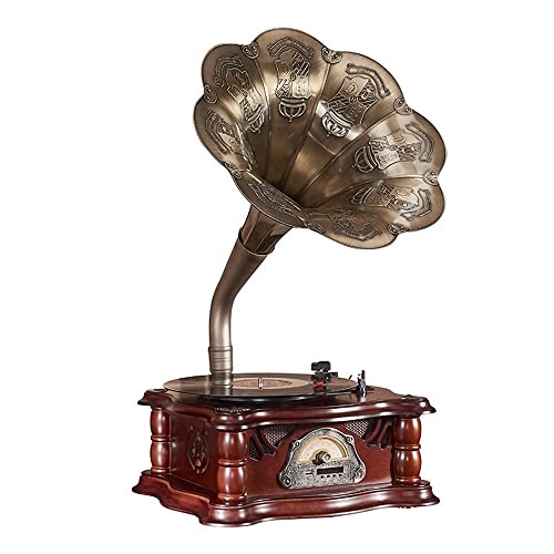 Vinyle Bluetooth Tourne-Disque rétro Grande Corne Antique Gramophone en Bois avec Support de Table Vinyle Playb Vie… - Les Beatles, Paul McCartney, John Lennon, RIngo Starr, George Harrison Vinyle Bluetooth Tourne-Disque rétro Grande Corne Antique Gramophone en Bois avec Support de Table Vinyle Playb Vie…