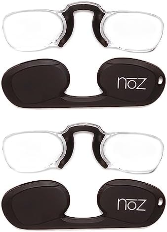 Calabria Noz Nose Pinching - Gafas de lectura sin brazos + 1.50, color negro, paquete de 2 unidades para hombres y mujeres