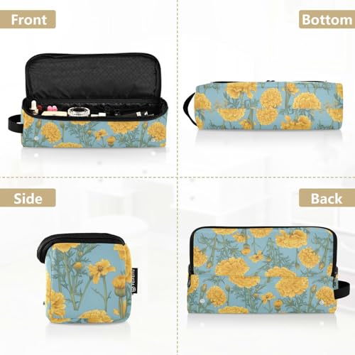Bolsa de Viaje para Herramientas de Cabello Marigold Flowers Blue con Alfombrilla Resistentes al Calor para Planchas y Rizador miniatura 5
