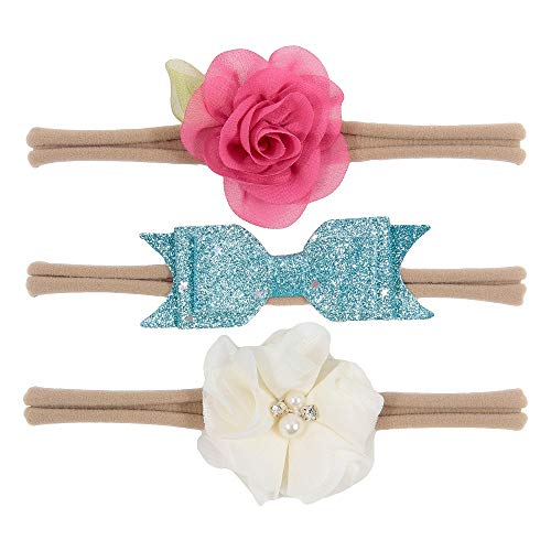 Baby Girls Nylon Headbands and Bows Toddler Glitter Bowknot Hairbands Newborn Hair Accessories Gift Party Shower (Set B-6pack)3