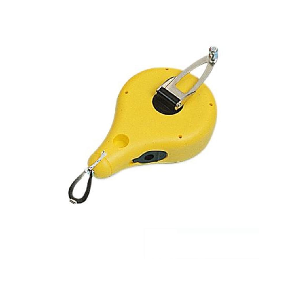 MONDELIN – Cordeau traceur Rondo-​Line jaune 30 m – Boîtier robuste avec manivelle repliable – Outil de traçage professionnel pour maçonnerie et chantier