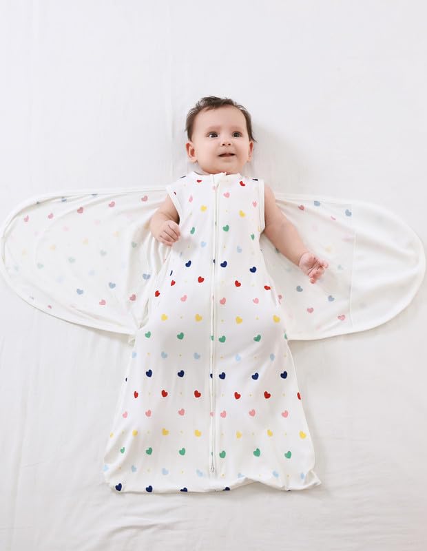 Image of Baby Wearable Blanket Sleeveless Unisex Sleeping Bag Swaddle Boy Girl Sleep Sack Viscose from Bamboo, Heart, 3-6Months