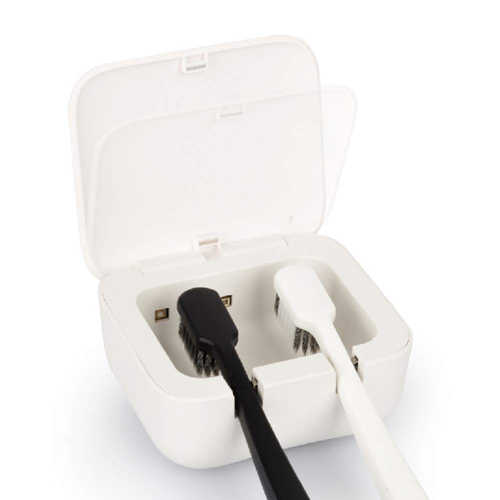 Aolyty Double Toothbrush Sanitizer Portable Travel Sterilizer Compact Tooth Brush Cleaner Protector Case Type-C USB Rechargeable