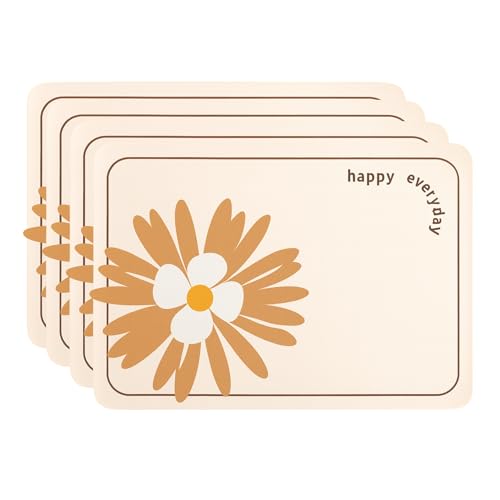 Image of YELONA Leather Dining Table Placemats Set of 4 - Waterproof, Heat Resistant, Anti-Slip, Easy to Clean Table Mats for Dining Table, Kitchen & Home Decor (Ivory White, 40 x 30 cm)