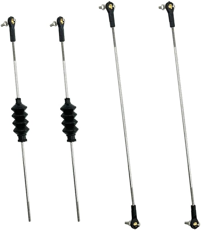 4PCS RC Boat Pushrod Set Plastic Tie Rod End Ball Head End with Push Rod and Rubber Seal Bellow for RC Boat Ship Airplane DIY Model Toy Part (M2 Rod End,M2x150mm Pushrod)