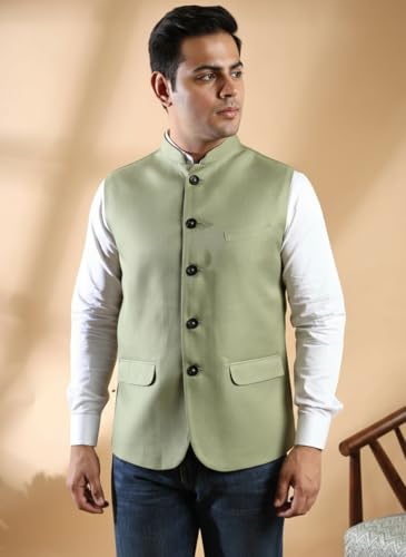 Image of Ethluxis Men's Designer Solid Nehru Jacket /Waist Coat /Bandhgala