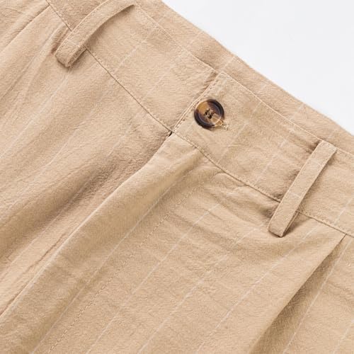 Mens Striped Pleated Dress Pants Wide Leg Loose Fit Lightweight Casual with Pockets Fall Everyday Comfort Trousers4