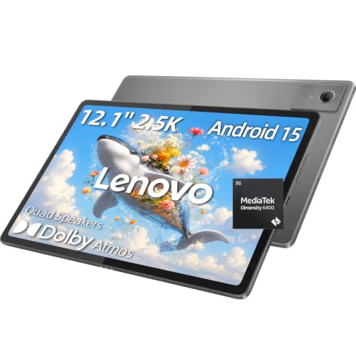 Image of Lenovo Idea Tab Plus 12.1 inch 2.5K Tablet, 8GB RAM, 128GB Storage, Android 15 | MediaTek Dimensity 6400, Dolby Atmos Quad Speakers, Portable for Streaming, Learning & Productivity, Wi-Fi, Long battery