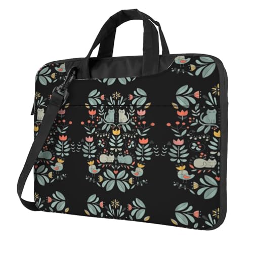 Maletín de viaje de tela Oxford con estampado floral y de gatos
