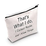 LEVLO Funny Geologist Gifts That's What I Do I Collect Rocks and I Know Things Makeup Bags Geology Rock Collector Bags (I Collect Rocks)