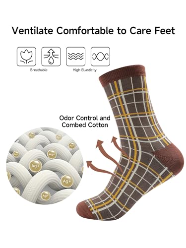 Men's Dress Socks Combed Cotton Anti Odor Quick Dry Moisture Wikcing Size 8-13 Crew Length3