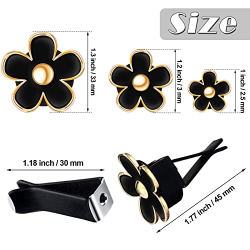 Image of Frienda 6 Pcs Daisy Flower Air Vent Clip Accessories Air Conditioning Outlet Clip Car Air Freshener Dashboard Accessories Charm Car Inter Decor(2.5 cm, 3 cm, 3.3 cm,Black)