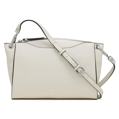 Calvin Klein Bolsa tiracolo feminina granada com zíper, Querubim branco, One Size
