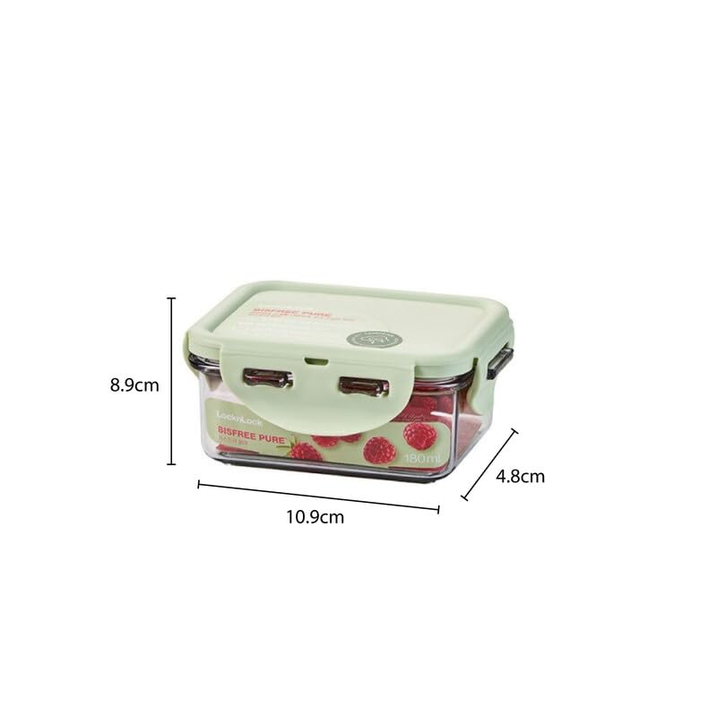 Image of LocknLock LBF805 Mini Food Storage Containers 180ml Each (Pack of 2) | Airtight, Leakproof, BPA-Free Plastic Snack Boxes | Stackable Small Containers for Fridge, Baby Food & Dry Storage