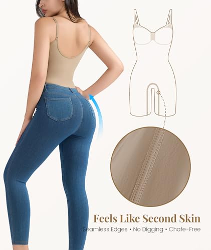 Bodysuits for Women,Full Body Tummy Control Shaper,Seamless Snatched Waist Mid-Thigh,Spaghetti Strap Body Suit4