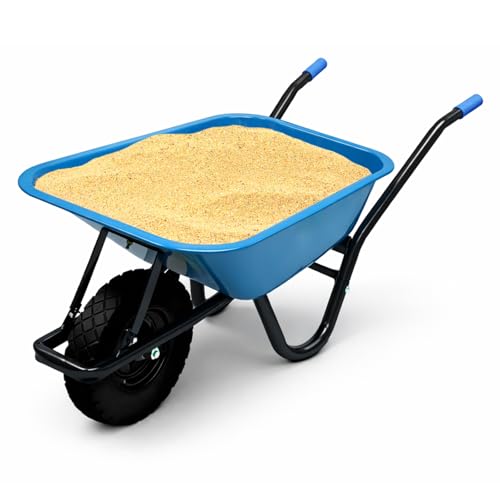 BITUXX Schubkarre 100L Schubkarren Schiebkarre Groß Scheibtruhe Bauschubkarre Blau mit Luftreifen und kugelgelagerter Achse bis 250kg