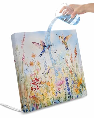 2 Pack Spring Hummingbird Floral Waterproof Cushion Covers with Ties, Outdoor Patio Chaise Lounge Chair Seat Cushion Slip Covers Replacement(Only Cover) Farmhouse Flower Botanical 24