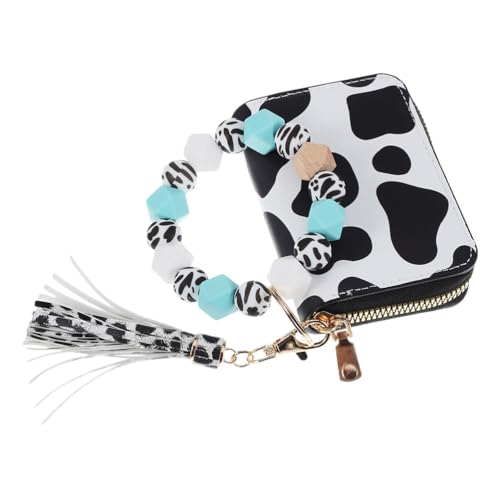 Porte-clés imprimé femme avec porte-cartes zippé et dragonne minkissy