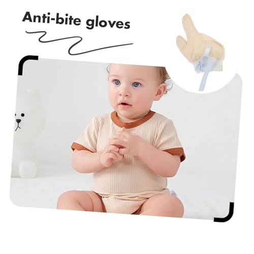 1 Pair Finger Gloves for Boy Girl Mittens for Thumb Protection Breathable Material for Bedtime Blue4