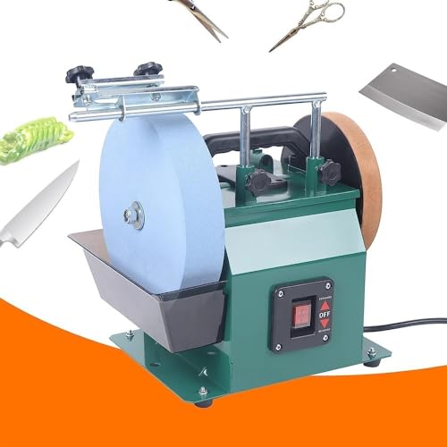 QIUFANGM Water-Cooled Grinder 110V 1425Rpm Motor Electric Blade Grinding Machine W/10 Sharpening Stone 8"" Leather-Stropping Wheel