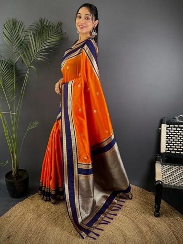 Image of SGF11 Women's Kanjivaram Pure Soft Silk Saree With Unstitched Blouse Piece