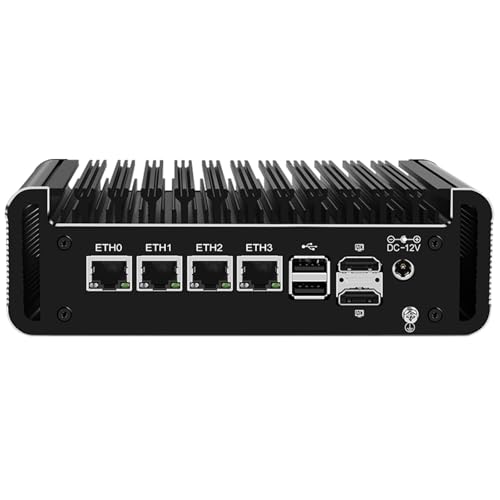 Firewall Micro Appliance, Fanless Mini PC Intel N100 Quad Core, DDR5 RAM, VPN, Router PC, AES-NI, 4 Intel 2.5GbE I226-V LAN, Barebone