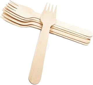 EnvoWise | Disposable Wooden Forks, 100/320 Pack, 6.3" Length | All Natural Eco-Friendly Birchwood Utensils Biodegradable Compostable Wood Cutlery (100 Forks)