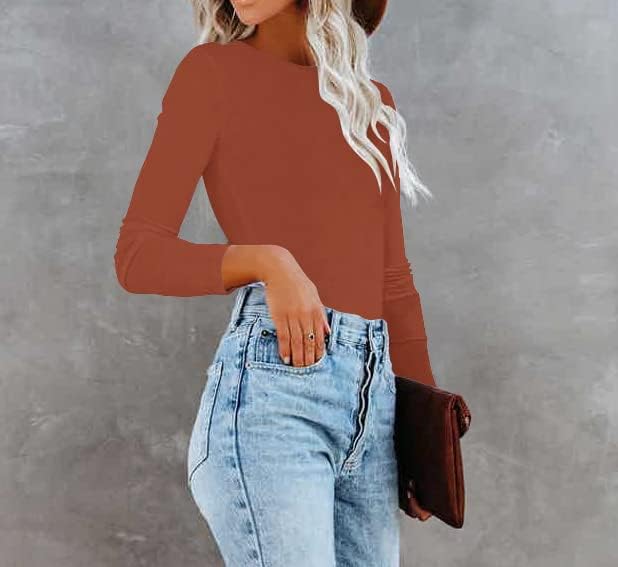 REVETRO Women's Long Sleeve Shirts Fall Crewneck Tshirt Slim Fit Basic Tee Shirt Y2k Going Out Tops… - Image 4