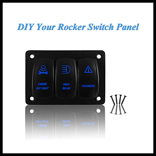 Image of 3 Gang Custom Toggle Switch Panel Blue Led Waterproof UTV Rocker Switch Panel for Car Boat Truck Off Road Vehicle RV RZR IP66