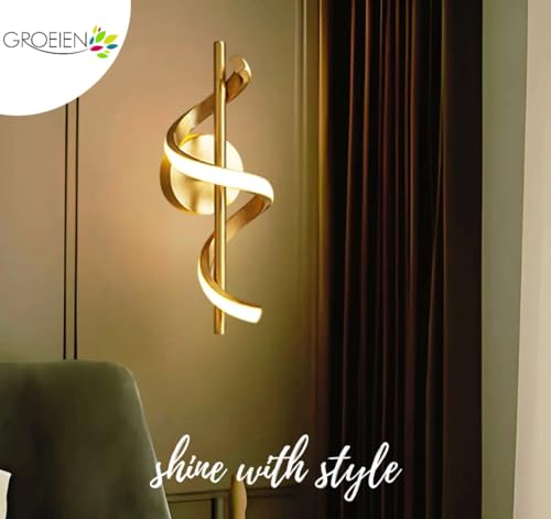 Image of Groeien Modern 3 Color LED Wall Sconce Spiral Glow Wall Light for Bedroom Living Room Corridor Lighting Fixtures Wall Mount(Warm+Natural+Coolwhite)(Spiral Glow)
