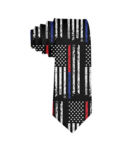 Premium Classic Elegant Slim Thin Red Blue Line American Flag Necktie Formal Business Wedding Party Daily Neck Tie For Men Boys Teens #TOP9