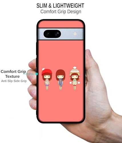 Image of Cute Girls Design Premium 2D Printed Metal Back Case Cover for Google Pixel 7A 5G, Multicolor