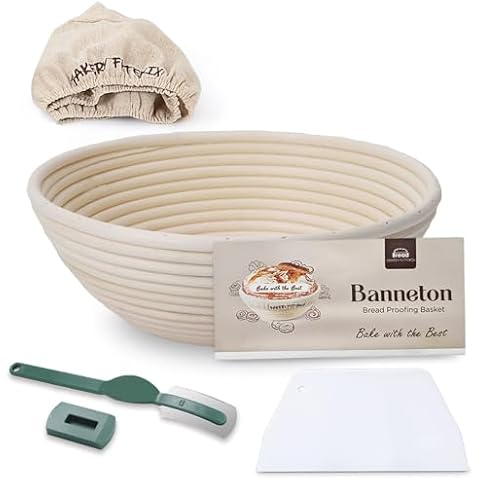 FOTEMIX 10-Inch Rattan Bread Proofing Basket Set Cover