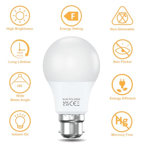 Bayonet Led Light Bulb - 7 Watt Cool White 4000k Natural Bright, 50W Equivalent B22 Lightbulb, 600 Lumens Ultra Efficient Lightbulbs, BC Non Dimmable GLS Energy Saving Bulbs Pack of 3 - Image 6