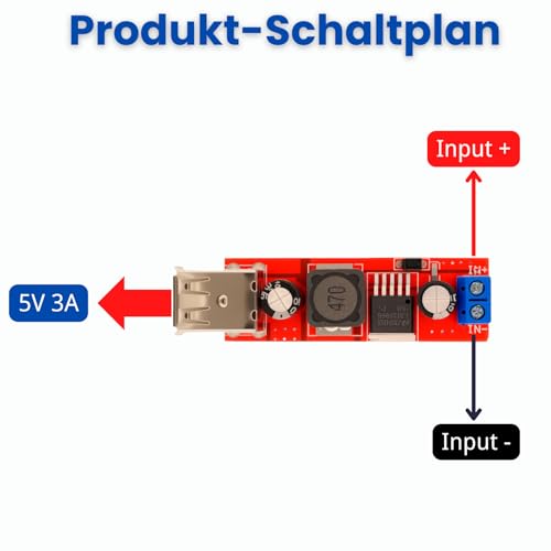 Double USB DC-DC Step Down Converter 6V-40V bis 5V 3A Buck Spannunswandler Charge Power Supply Module (3 Pack)