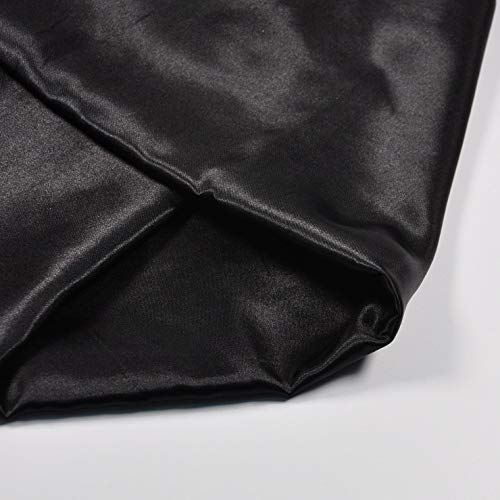 Image of Charmeuse Satin Black Fabric, 60 inch Wide, Silky, for Wedding,Bridal,Decoration, Fashion,Apparel Crafts by 1Yard