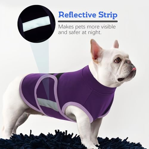 IECOii Beruhigungsweste für Hunde,verstellbare Hunde-Angstjacke mit reflektierenden Streifen,weicher Beruhigungsmantel für Hund, Angstweste für kleine Hund, Beruhigungsjacke für kleine Hunde,Lila, S