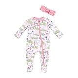 Mud Pie Baby Girl Sleeper & Headband Set, Pink Golf, 3 Months