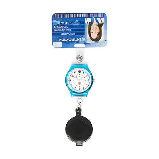 Dakota Clip On Water Resistant Retractable Badge Clip with Nurse Watch and ID Badge Holder (Blue, 27405)