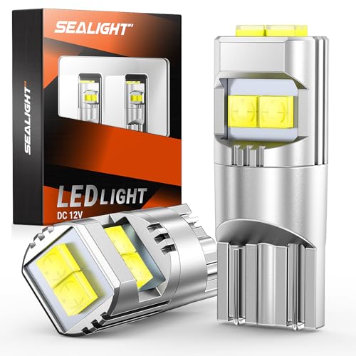 SEALIGHT 194 LED Bulbs 6000K White for License Plate Car Interior Dome Map Door Courtesy Dash Lights 168 175 2825 W5W T10,Pack of 2
