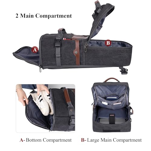 Image of WITZMAN Travel Backpack for Men Carry on Luggage Backpack Large Man Canvas Rucksack with Shoe Compartment
