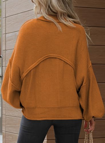 Image of Dokotoo Women's Sweater Tops 2026 Ribbed Knitwear Lantern Pullover Sweater